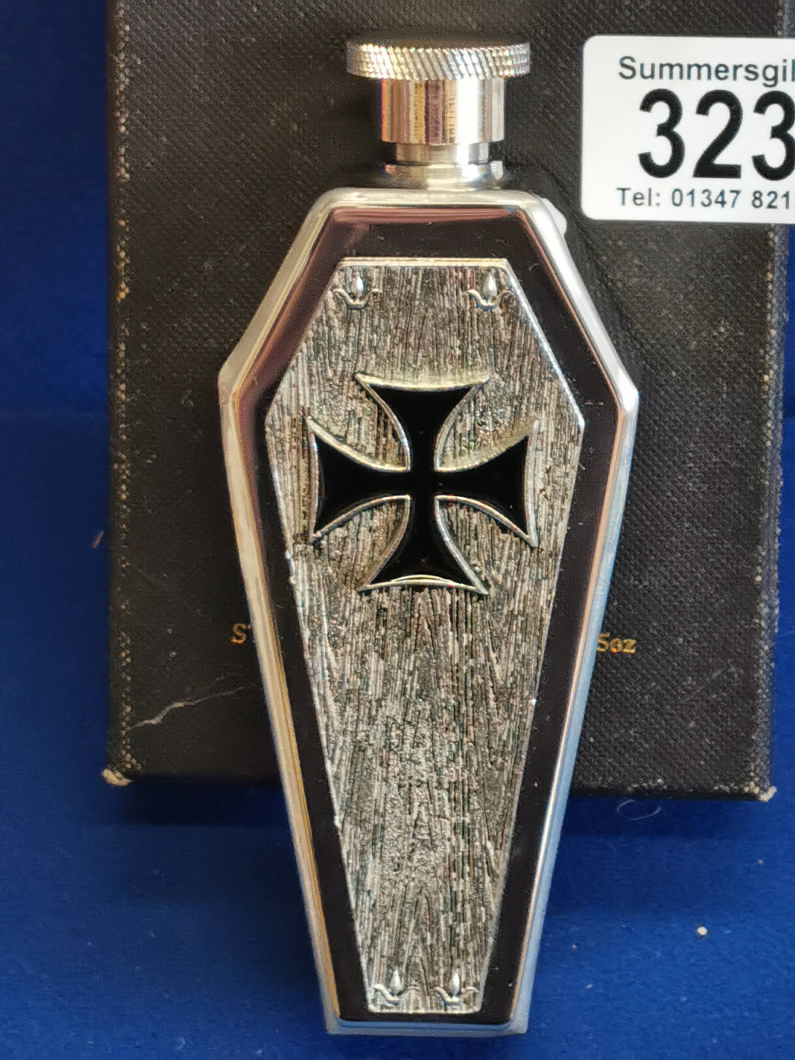 Boxed German Iron Cross Metallic Drinks Flask