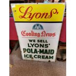 Lyons Ice-Cream 'Pola-Maid' Vintage Double-Sided Enamel Sign