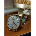 Longines Gold Gents Wristwatch + Ladies Tissot