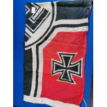 WWII German E-Boat Battleflag w/Kriegsmarine acceptanc stamp (measures 140cm by 80cm)