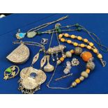 Two Boxes of Moroccan & Persian Jewellery w/Amber & Jade