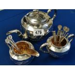 Chinese Silver Tea Set & Spoons