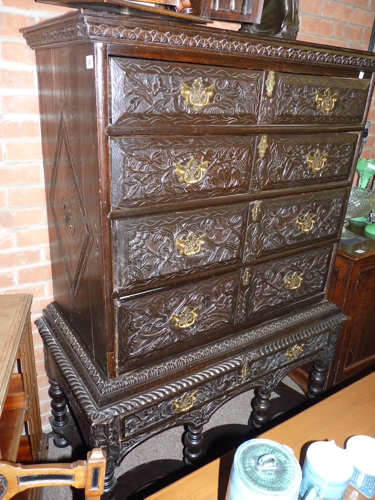 Green-Man Carved Victorian Chest & Drawers