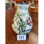 Moorcroft Berry Pottery Vase - signed J Moorcroft and 13.5cm in height