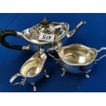 Birming 1906 3pc Silver Tea Set - 635g