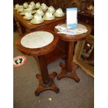 Pair of Marble Topped Plant Stands & Gilt Mirror