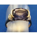 10ct Gold Ameythst & Gold Ring, size N