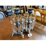 Pair of Lustre-Detailed Oriental Candlesticks