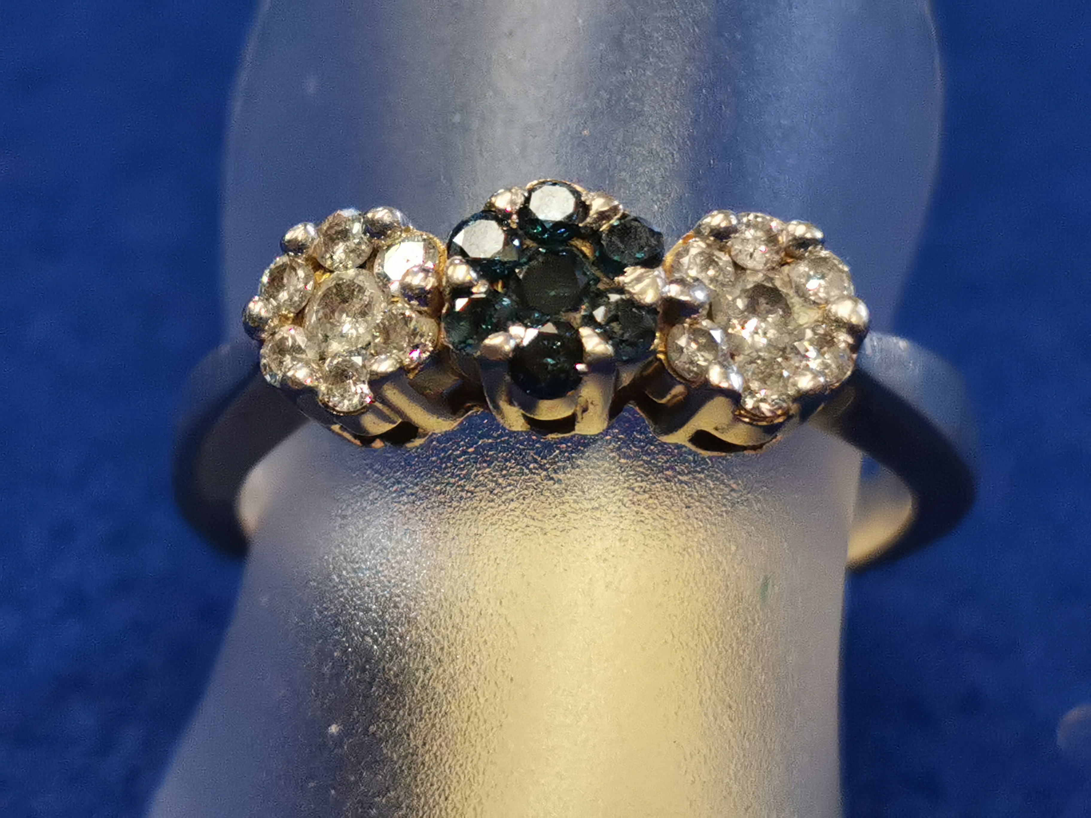 9ct Gold White Diamond & Emerald Ring, size L