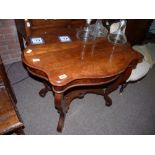 Walnut Kidney-Shaped Console Table