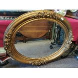 Large Gilt & Floral Detail Framed Oval Mirror, 102cm by 87