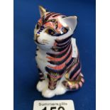 Royal Crown Derby Perched Cat Paperweight - silver stopper