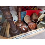Collection of Turned Wood Handcrafted Bowls & Candlesticks