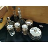 Collection of Silver Topped Jars & Scent Bottles
