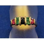 9ct Gold Ruby Emerald & Sapphire Eternity Ring