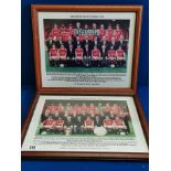 Pair of Manchester United Framed 1990 and 1991 Team Photos