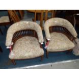 2 x Antique oak tub chairs