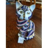 Royal Crown Derby Cat Paperweight w/white stopper