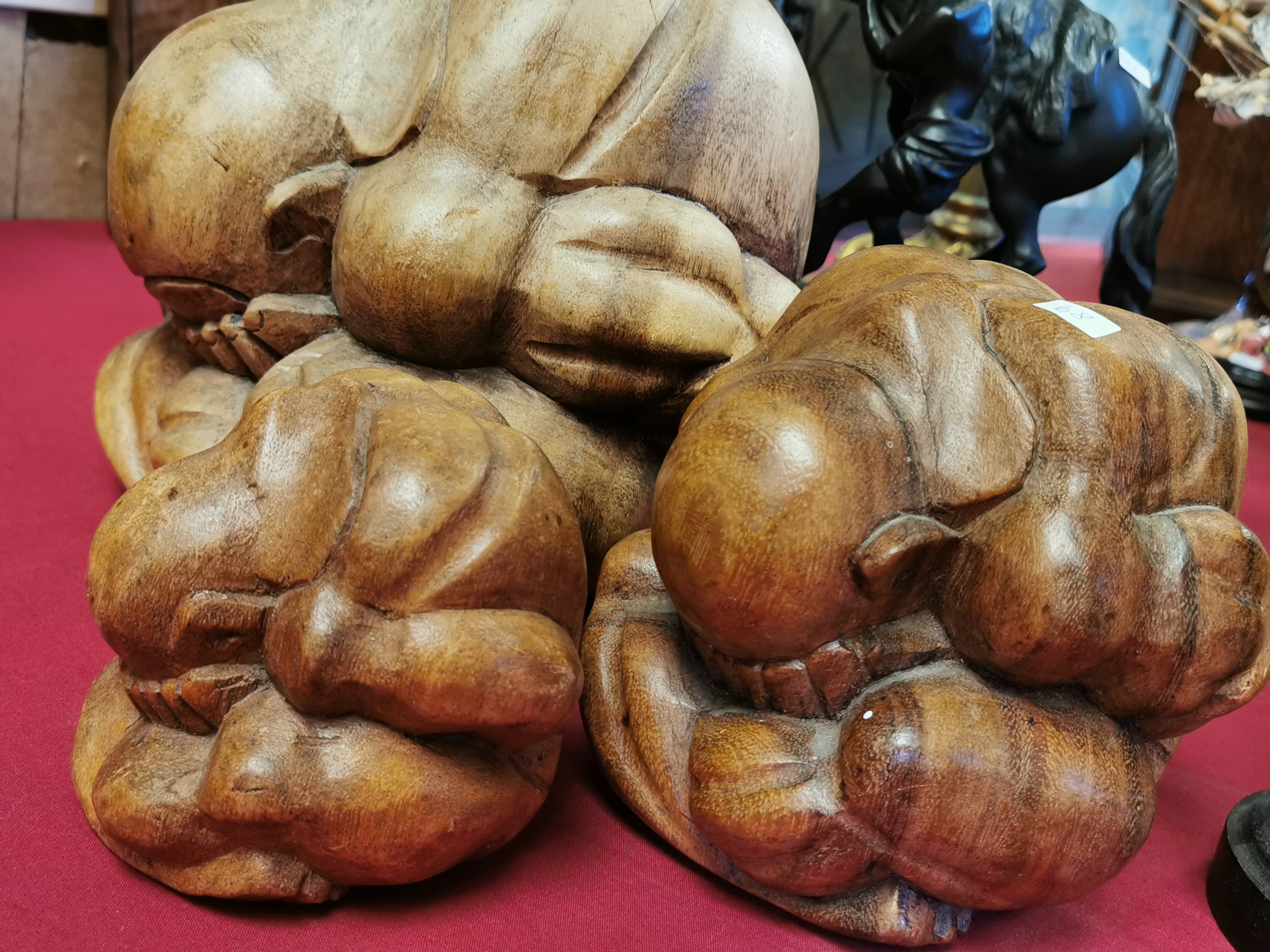 Trio of Wooden Carved Spiritual Figures - Bild 2 aus 2