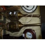 Pair of large brass carriage lights