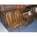 Oak Dining Table, Chairs & Sideboard