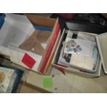 Two Boxes of Stamps; Collectors club books, world stamps, 1977 Silver Jubilee stock cards etc