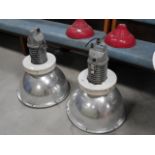 2 Industrial lamps and 2 shades