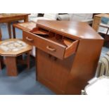 Teak corner desk, tea trolley and coffee table