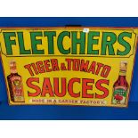 Fletcher's Tiger & Tomato Sauce Vintage Tin Advertising Sign