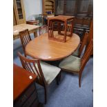 G Plan dining room furniture incl dining table and 6 chairs, nest tables, display units ,