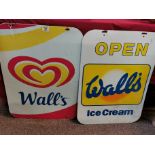 Pair of Vintage Wall's Ice Cream Display Signs - 70cm high by 50cm across