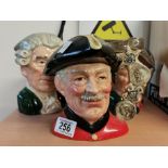 Trio of Royal Doulton Character Jugs inc Chelsea Pensioner