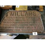 Cast Iron Millars Engineering Safety Sign