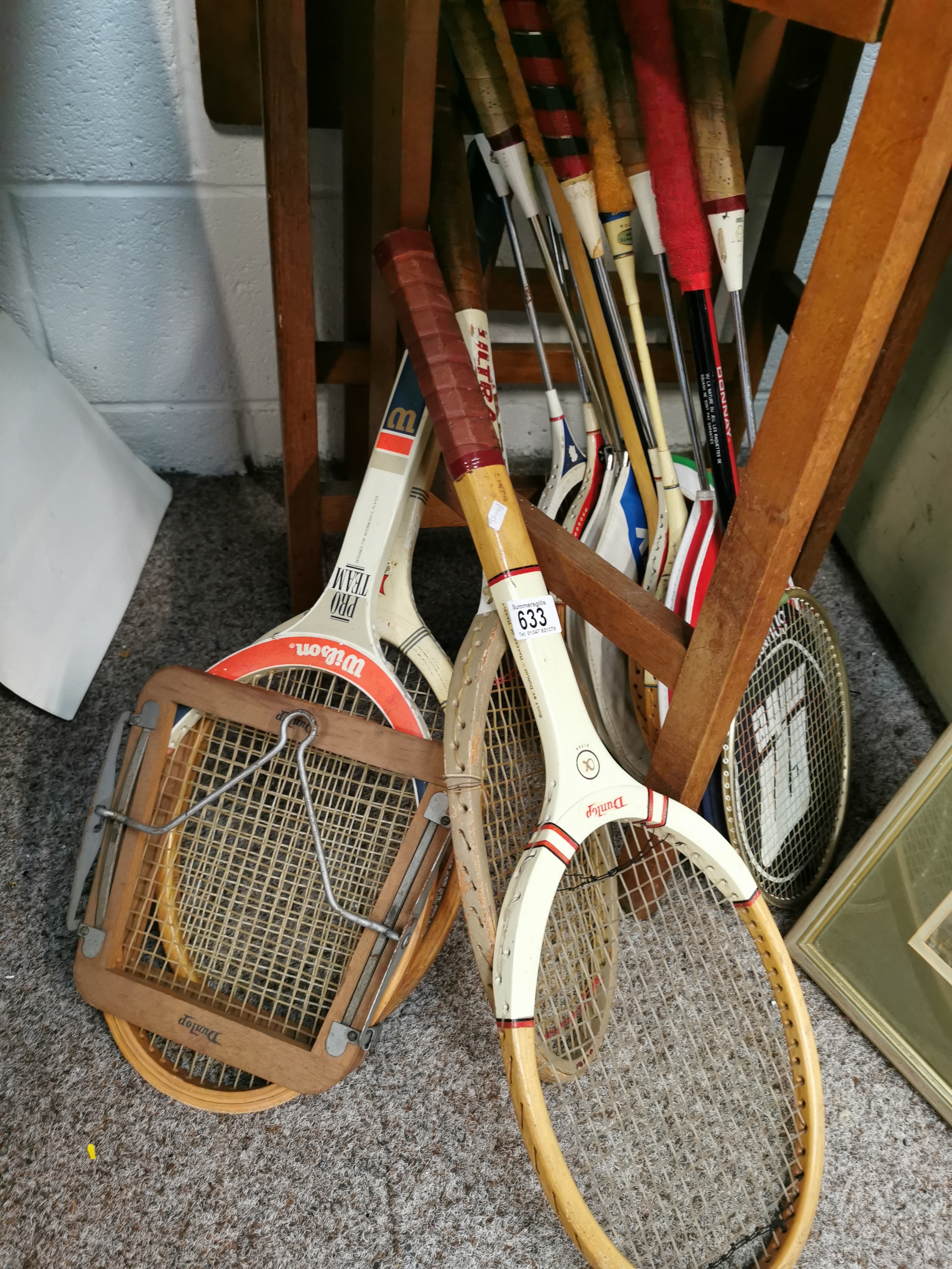 4 tennis and 10 squash rackets