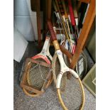 4 tennis and 10 squash rackets