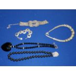 Costume jewellery incl black bead necklace by Anney Rose, bead black heart necklace, knot