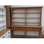 Pine dresser with plate rack 218cm