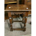 Early oak joint stool 43cm x 29cm