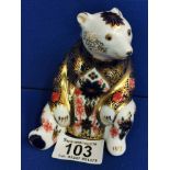 Royal Crown Derby Imari Paperweight Honey Bear