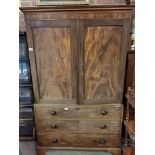 Antique Mahogany linen press 118cm width 198 height 51cm depth