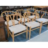6 x Hans Wegner style chairs in wishbone design....