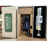 Boxed Original Singer Sewing Buttonhole Attachment + Hip Flask