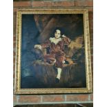 Framed & Signed Oil on Board of a Seated Elizabethan Child