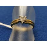 18ct Gold & Diamond Solitaire Ring, Heart-Shaped & Platinum set, size M (+0.5)