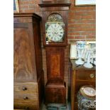 Antique Mahogany long cased clock, 8 day with painted face by Geo Douglas, Holytown. Recently