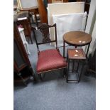 Collection of furniture incl 2 corner cupboards, nursing chair and 2 tables