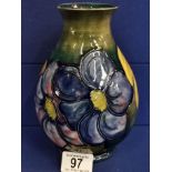 Moorcroft Green & Blue Floral Vase - 19cm high
