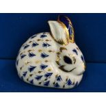 Royal Crown Derby Bunny Paperweight - silver stopper