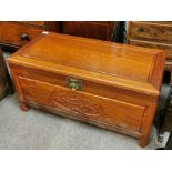 Oriental carved blanket box