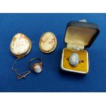 Wedgwood ring, 2 cameos plus cameo ring